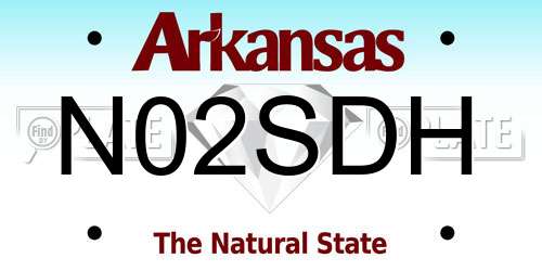N02SDH Arkansas License Plate