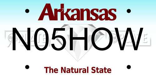 N05HOW Arkansas License Plate