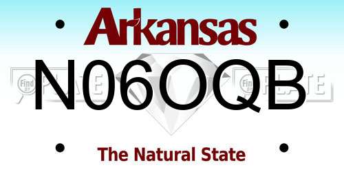 N06OQB Arkansas License Plate
