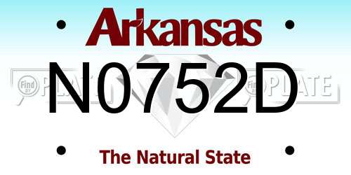 N0752D Arkansas License Plate