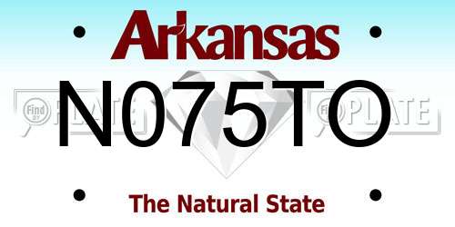 N075TO Arkansas License Plate