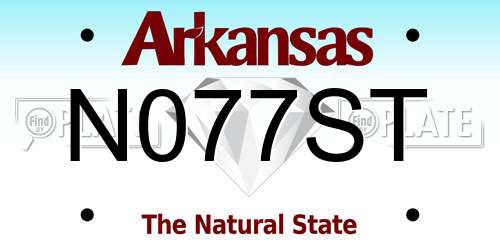 N077ST Arkansas License Plate
