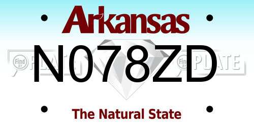 N078ZD Arkansas License Plate
