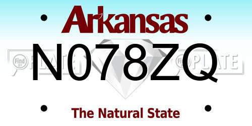 N078ZQ Arkansas License Plate