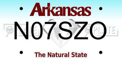 N07SZO Arkansas License Plate