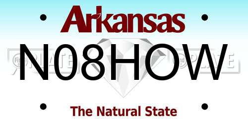N08HOW Arkansas License Plate