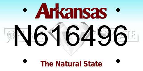 N616496 Arkansas License Plate
