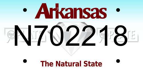 N702218 Arkansas License Plate