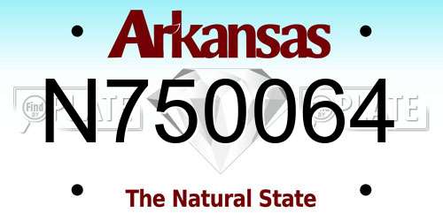 N750064 Arkansas License Plate