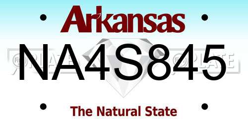 NA4S845 Arkansas License Plate