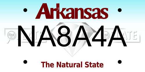 NA8A4A Arkansas License Plate