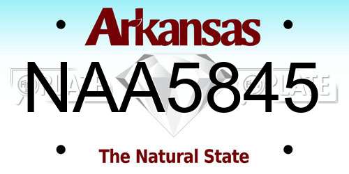 NAA5845 Arkansas License Plate