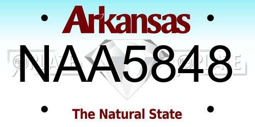 NAA5848 Arkansas License Plate
