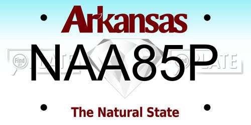 NAA85P Arkansas License Plate