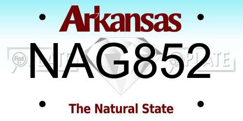 NAG852 Arkansas License Plate