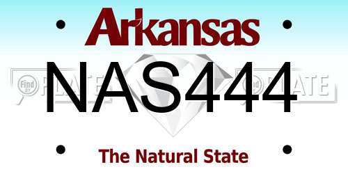 NAS444 Arkansas License Plate