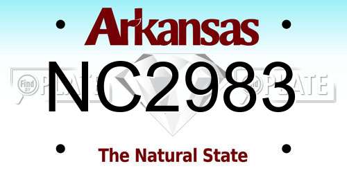 NC2983 Arkansas License Plate