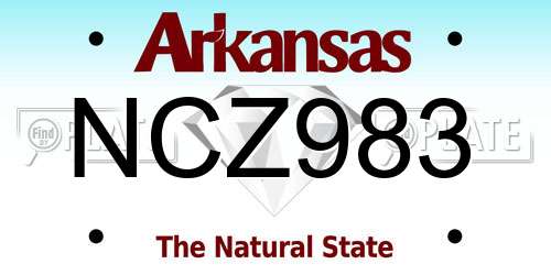 NCZ983 Arkansas License Plate