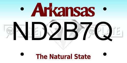 ND2B7Q Arkansas License Plate