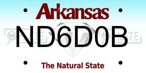 ND6D0B Arkansas License Plate