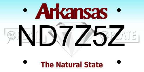 ND7Z5Z Arkansas License Plate