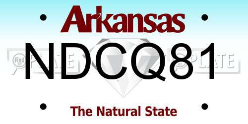 NDCQ81 Arkansas License Plate