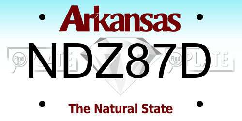 NDZ87D Arkansas License Plate