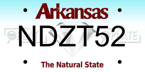 NDZT52 Arkansas License Plate