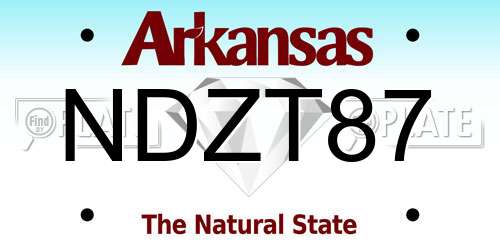 NDZT87 Arkansas License Plate