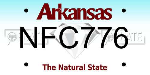 NFC776 Arkansas License Plate