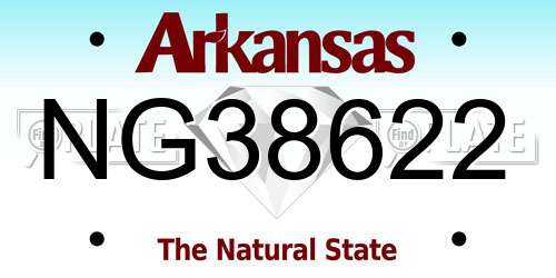 NG38622 Arkansas License Plate