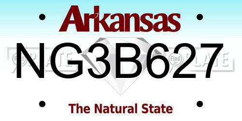 NG3B627 Arkansas License Plate