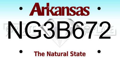 NG3B672 Arkansas License Plate