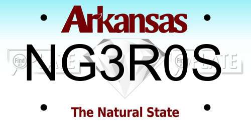 NG3R0S Arkansas License Plate