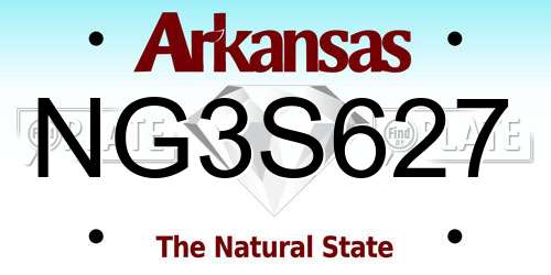 NG3S627 Arkansas License Plate