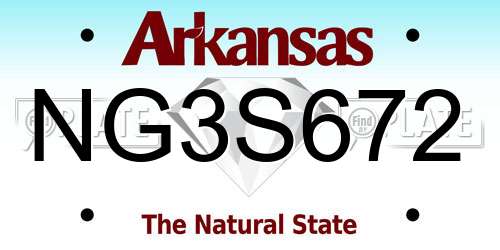 NG3S672 Arkansas License Plate