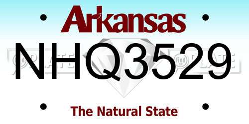 NHQ3529 Arkansas License Plate