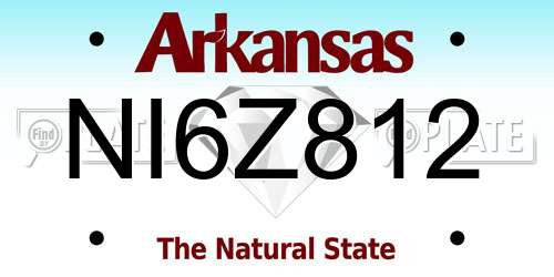 NI6Z812 Arkansas License Plate