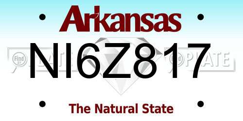 NI6Z817 Arkansas License Plate