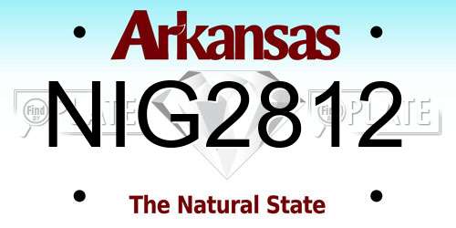 NIG2812 Arkansas License Plate
