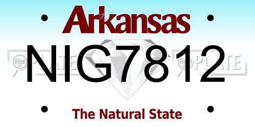 NIG7812 Arkansas License Plate