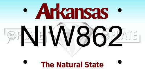 NIW862 Arkansas License Plate