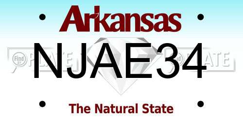 NJAE34 Arkansas License Plate