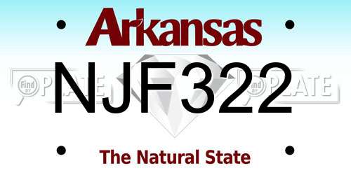 NJF322 Arkansas License Plate