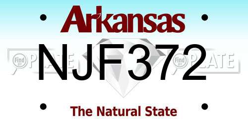 NJF372 Arkansas License Plate