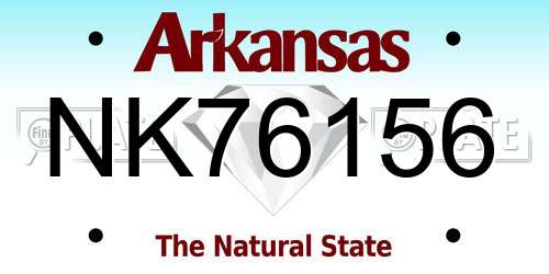 NK76156 Arkansas License Plate