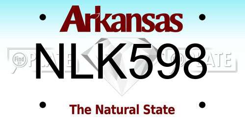 NLK598 Arkansas License Plate