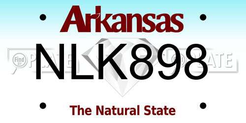 NLK898 Arkansas License Plate