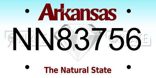 NN83756 Arkansas License Plate