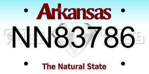 NN83786 Arkansas License Plate